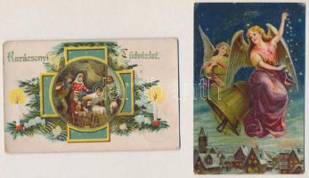 11 db RÉGI karácsonyi üdvözlő képeslap vegyes minőségben, lithok is / 11 pre-1945 Christmas greeting...