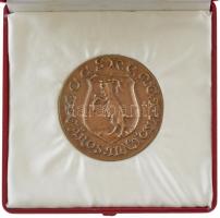 ~1970-1980. "Kecskemét Város Tanácsa" kétoldalas, öntött bronz plakett eredeti tokban (81m...