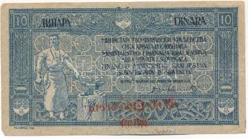 Jugoszlávia / Szerb-Horvát-Szlovén Királyság 1919. 10D "40 Kruna" felülbélyegzéssel T:III Yugoslavia / Kingdom of the Serbs, Croats and Slovenes 1919. 10 Dinara with "40 Kruna" overprint C:F Krause P#17