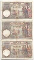 Jugoszlávia 1929. 100D "I. Sándor" vízjel (3db) + 100D "Karadorde" vízjel (2db) ...