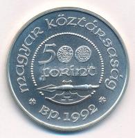 1992. 500Ft Ag "Szent László" T:BU patina Adamo EM125