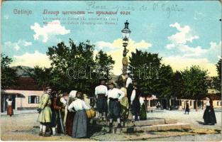 Cetinje, Cettinje, Cettigne; Marktplatz / market square, fountain (EK)