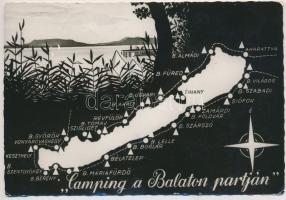 1966 Balaton, Camping a Balaton partján. Képzőművészeti Alap Kiadóvállalat s: Méhelyi (EK)