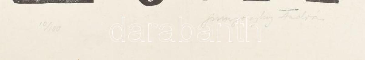 Szunyoghy András (1946-): Műterem. Linómetszet, papír, jelzett, számozott (10/100), kissé foltos, 32...