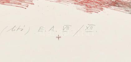 Bálványos Huba (1938-2011): Egy lángoló hozzászólás emléke, 1985. Litográfia, papír, jelzett, művész...