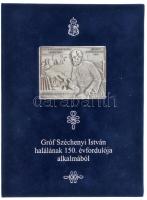 Fritz Mihály (1947-) 2010. "Gróf Széchenyi István halálának 150. évfordulója" kétoldalas ezüstözött bronz emlékplakett kötésben rögzítve, melléklettel (78x60mm) T:1-