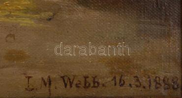 L. M. Webb jelzéssel: Tanya udvar. Olaj, vászon, dekoratív fakeretben, 33x54,5 cm