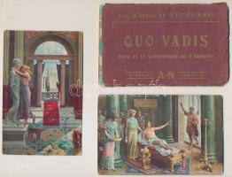 Quo Vadis - 8 db régi képeslap tokban / 8 pre-1945 postcards in case, signed by D. Mastroianni
