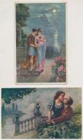 8 db RÉGI romantikus művész képeslap vegyes minőségben / 8 pre-1945 romantic art postcards in mixed quality