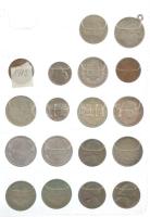 Vegyes magyar és külföldi 67db-os éremgyűjtemény, 6 lapos fekete berakóba rendezve, közte valamivel ...