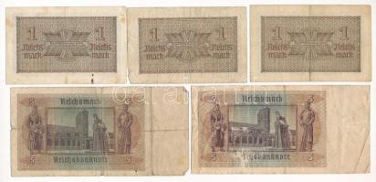 Német Harmadik Birodalom 1939-1944. 1M (3db) + 1942. 5M (2db) T:III,III-
German Third Reich 1939-19...