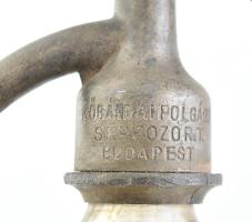"Ungvári Miksa Szikvízgyára Budapest" feliratú szódáspalack, sérült, m: 26,5 cm