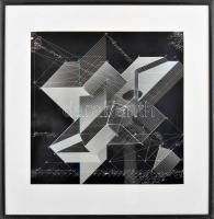 Jelzés nélkül: Geometriai formák. Ofszet, papír, üvegezett fakeretben, 40x40 cm