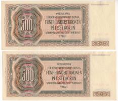 Német Harmadik Birodalom / Cseh-Morva Protektorátus 1942. 500K (2db, egyugrásos sorszámkövető) T:I-
...