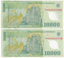 Románia 2000. 10.000L (2x) sorszámkövetők "008A0533309 - 008A0533310" T:I
Romania 2000. 1...