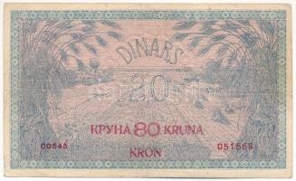 Jugoszlávia / Szerb-Horvát-Szlovén Királyság 1919. 20D "80K" felülbélyegzéssel T:III folt,...