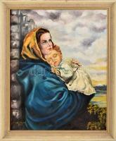 Kurt Latter jelzéssel: Anya gyermekével. Olaj, karton. Kissé hullámos. Dekoratív fakeretben. 60×48 cm