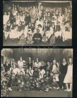cca 1930-1940 Iskolai csoportképek, jelmezes, magyaros viseltbe öltözött gyerekekkel és tanárokkal, 3 db fotó, hátoldalukon ragasztásnyomokkal, 17x12 cm körül