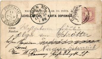 1897 (Vorläufer) Diakovár, Djakovo, Dakovo; templom. Szecessziós lap madárral / church. Art Nouveau ...