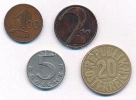 Ausztria 1924. 100Kr bronz + 200Kr bronz + 1932. 5gr Cu-Ni + 1951. 20gr Al-bronz T:2,2- Austria 1924. 100 Kronen bronze + 200 Kronen bronze + 1932. 5 Groschen Cu-Ni + 1951. 20 Groschen Al-bronze C:XF,VF