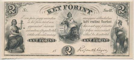 1852. 2Ft Kossuth bankó kitöltetlen H,T:I Hungary 1852. 2 Forint H without date and serial number C:UNC Adamo G123