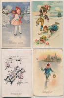 8 db régi téli sport motívum képeslap: jégkorcsolya, korcsolyázók / 8 pre-1945 winter sport motive p...