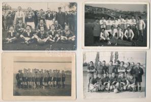 8 db régi és modern fotó és képeslap magyar focicsapatokkal, futball / 8 pre-1945 and modern photos and postcards of Hungarian football teams, football players