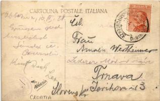 1928 Abbazia, Opatija; nyaraló család / family on holiday. Foto Mayer photo (lyukak / pinholes)