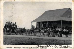 1901 Transvaal. Postwagen bespannen met zebras en muildieren / Transvaal (South Africa), Mail wagon drawn by zebras and mules (EK)