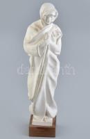 Vastag Géza?: Szűz Mária. Kerámia Jelzett, fa talapzaton, hibátlan 30 cm