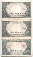 Románia 1941-1943. 1000L (5db, 2xklf) T:III,III- Romania 1941-1943. 1000 Lei (5pcs, 2xdiff) C:F,VG Krause P#52.a