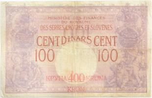 Jugoszlávia / Szerb-Horvát-Szlovén Királyság 1919. 100D "400K" felülbélyegzéssel T:III apr...