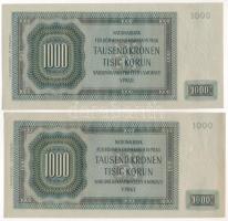 Német Harmadik Birodalom / Cseh-Morva Protektorátus 1942. 1000K "II. kiadás" (2db, közeli ...