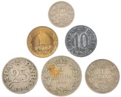 Jugoszlávia 1920-1938. 10p-2D (6xklf) T:1--2- patina Yugoslavia 1920-1938. 10 Para - 2 Dinara (6xdiff) C:AU-VF patina