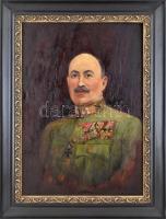 Gy. Riba János (1905-1973): Dr. Ganger Jenő, több kitüntetéssel dekorált orvos ezredesportréja, 1930 körül. Olaj, vászon. Dekoratív fakeretben. 70x50 cm
