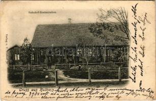 1908 Bulkeszi, Bulkesz, Backi Maglic, Maglic; Vasúti étterem. V. Elicker jr. kiadása / Bahnhof Restauration / railway station restaurant (EK)