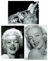 Marilyn Monroe (1926-1962) színésznő, fotómodell az 1950-es években, 3 db mai nagyítás Pánczél György (1920-?) filmtörténész gyűjteményéből, 15x10 cm