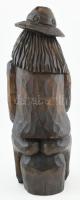 Jelzés nélkül: Búsuló juhász. Faragott fa, kalapja ragasztott m: 36 cm