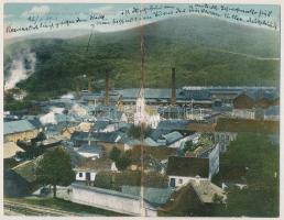 1911 Resica, Resita; vasgyár látképe az új ágostai evangélikus templommal. 2-részes kinyitható panorámalap / iron works, factory with the new Lutheran church. 2-tiled folding panoramacard