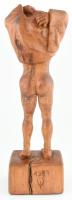 Ü.I. 1987 jelzéssel: Női akt. Faragott fa, repedésekkel, m: 40 cm