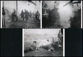 cca 1916 Katonaszökevények kivégzése az I. világháborúban, 3 db mai nagyítás, 10x15 cm