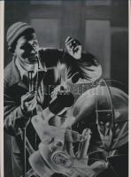 Botta Ferenc (1919-1968) budapesti fotóriporter és fotóművész emlékére, 2021-ben készült fekete-fehér olajfestmény fotómásolata az ,,Üvegtechnikus c. alkotása nyomán, mai nagyítás, 24x17,7 cm