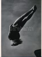 Diebold Károly (1896-1969) soproni fényképész és fotóművész emlékére, 2022-ben készült fekete-fehér olajfestmény fotómásolata az ,,Ugrás a mélybe c. műve nyomán, mai nagyítás, 24x17,7 cm