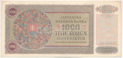 Szlovákia 1940. 1000K T:II halvány hajtás, fo.
Slovakia 1940. 1000 Korun C:XF slightly folded, spot...
