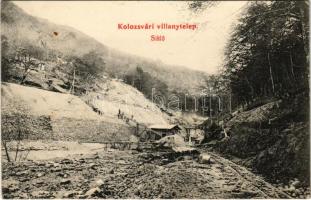 1910 Kolozsvár, Cluj; Villanytelep, sikló. Deák Ferenc tőzsde kiadása / funicular railway at the power plant