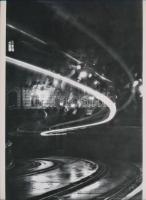 cca 1933 Budapest, villamosvonal a Lánchíd budai hídfőjénél, 1 db modern nagyítás, 24x17,7 cm