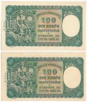 Szlovákia 1941. 100K "II. kiadás" (2db, sorszámkövető) T:I-
Slovakia 1941. 100 Korun &quo...