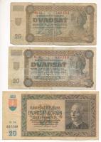 Szlovákia 1939. 20K + 1942. 20K (2db) T:III-IV Slovakia 1939. 20 Korún + 1942. 20 Korún (2pcs) C:F-G Krause P#5, P#7