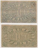 Pécs 1919. 10f + 50f házipénztár-pénztárjegy T:III folt