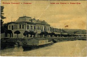 Orsova, Duna sor, Ozanic szálloda. W.L. 1518. / Danube riverside, hotel (fa)